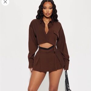 Fashion Nova Brown Skirt Set